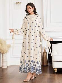 Yasmyna Đầm kiểu Ả Rập dáng rộng tay raglan in hoa dành cho nữ - Nhiều màu - Xem 3