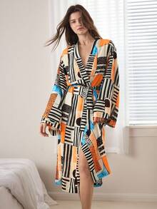 Ocili Women's Soft Striped Fleece Robe, Loungewear Sleepwear - Multicolor - View 6