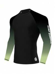 Manfinity KASUA Men's Letter Print Ombre Raglan Long Sleeve Surf T-Shirt - Multicolor - View 1