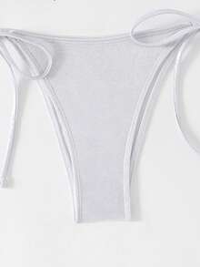 Swim Oasis 3pcs/Set Summer New High-End Shiny Fabric Sequin Embroidery Floral Triangle Bikini Push-Up Swimwear For Women - White - View 5