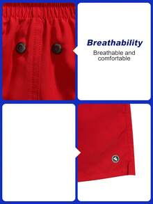 Horizaway Pantalones cortos de playa con cordón y bolsillo, transpirables para hombre - Rojo - Ver 5