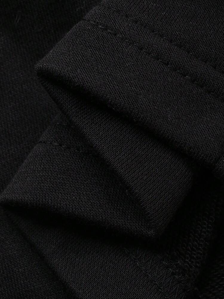 Men's Black Letter Embroidery Contrast Color Drawstring Elastic Waist Shorts, Summer