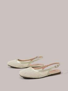 Styleloop Women Shoes Holiday Style Mesh Fabric Cross Strap Women's Flat Bottom Shoes Holiday Style Wear BOHO Wear American Retro Style Bohemian Style Western Style Music Festival Wear Party Wear Flat Bottom Women's Shoes - Beige - View 2