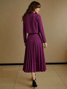 ZEYLAH Chaqueta elegante de mujer con decoración de cadena - Morado - Ver 2