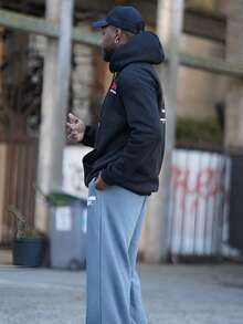 Heavens Edit Men's Casual Street 404 Slogan Graphic Print Thermal Lined Hoodie Sweatshirt, Autumn/Winter, Long Sleeve Top - Black - View 5