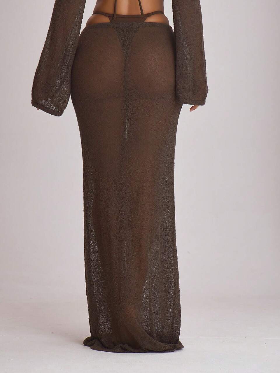 Black Knit Tie Front Maxi Skirt