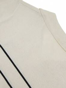 GlowEve 新款欧美时尚混色优雅百搭针织上衣、毛衣背心和裤子套装 - 卡其色 - 查看 4