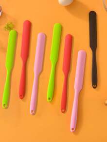 1Pc/4Pcs Silicone Jar Scraper Spatulas, Heat Resistant Cake Cream Peanut Butter Spatulas Mixing Batter Scraper, Nonstick Bread Spatula Rubber Kitchen Jar Blenders Scraper Long - Multicolor - View 13
