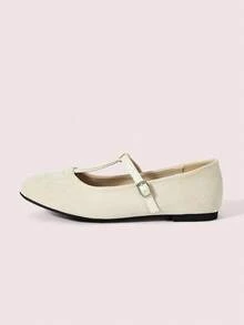 CUCCOO DOLLMOD French Mary Jane Shoes Women's Fashion Outer Wear Leopard Print T-Band Hollow Gentle Retro Low Vamp Slip-On Ballet Flat Beanie Shoes Commuter Shoes - Off-white - View 7