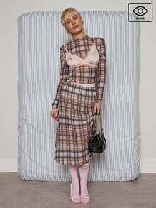 COUREZ Long Sleeve Check Top In Pink Check /Y2K Spring Clothes For Women Cute Sexy Going Out Tops 2 Piece Sets Date Night Valentines Day Outfit Summer - Multicolor - View 1