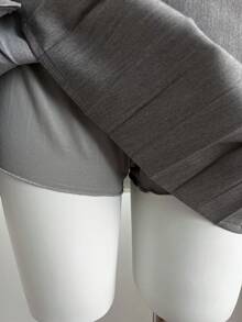 Elamini Váy quần nữ màu trơn xếp ly, thiết kế cài nút bên hông. - Xám - Xem 5