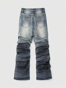 ROMWE MEN Grunge Punk Quần jeans ống loe nam kiểu vintage, giặt mài, phong cách thường ngày. - Đồng - Xem 2