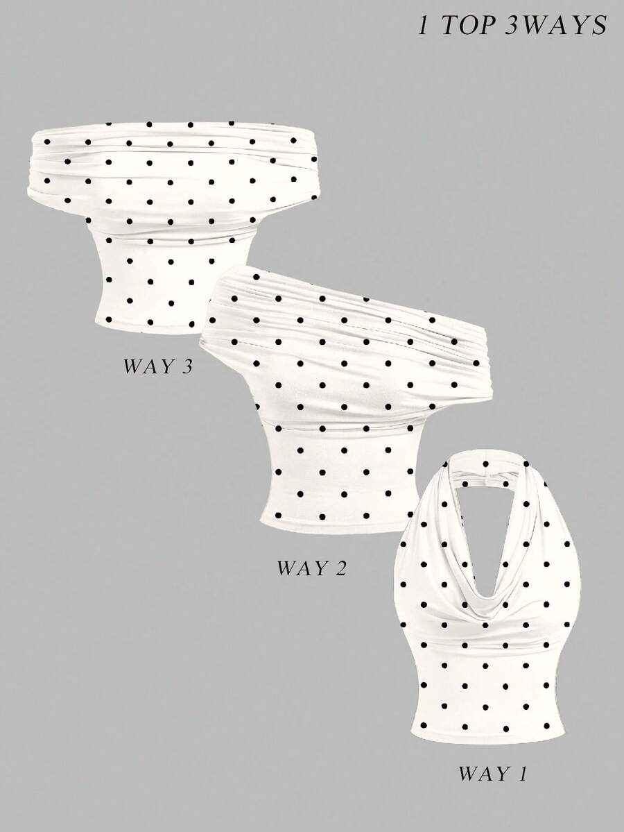 SHEIN MOD Bộ áo liền thân nữ thanh lịch, thoải mái, có 3 kiểu mặc, họa tiết chấm bi đen trắng, thích hợp mặc mùa hè và ngoài trời, đi lễ hội âm nhạc, phong cách vintage đảo quốc, kỳ nghỉ ven biển, không gian lãng mạn cho kỳ nghỉ, kỳ nghỉ xuân, vẻ ngoài dễ thương, dịu dàng, thanh lịch, thích hợp cho kỳ nghỉ biển, du lịch biển, lễ hội âm nhạc, buổi hòa nhạc, đám cưới, du lịch thành phố, kỳ nghỉ lễ, trang phục thanh lịch mùa xuân hè. - Nhiều màu - Xem 1