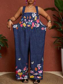 SHEIN CURVE+ Bộ áo liền quần kiểu cổ điển dành cho nữ cỡ lớn, có túi, thích hợp cho mùa tựu trường và mùa thu đông, CURVE PLUS. - Nhiều màu - Xem 4