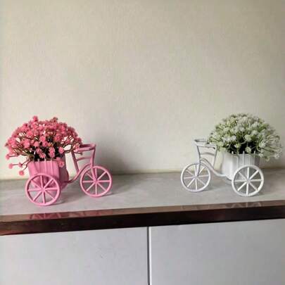 Zazumi 1pc Artificial Flower Tricycle Flower Cart, 19 Motifsplant, Rustic Countryside Style, Indoor Home Decor, Living Room Decoration Item.