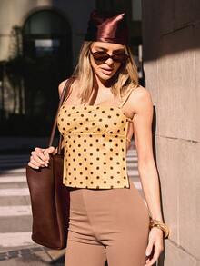 Hauture Women's Contrast Polka Dot Print Camisole Top - Multicolor - View 1