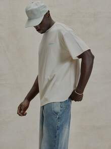 Musero 落肩短袖圆领大后背印花T恤，春夏必备单品 - 杏色 - 查看 4