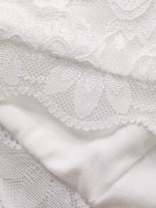 Dazy Plus Stretchy Lace Elegant Minimalist White Sleepwear Bottom - White - View 3