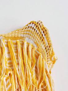 Soleia Women's V-Neck Halter Tie Back Fitted Sweater Dress, Bohemian, Boho, Vacation, Autumn/Winter - Multicolor - View 6