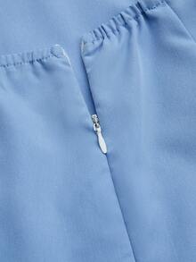 Franclia 女士短款简约时尚蝴蝶结连衣裙 - 藍色 - 查看 6