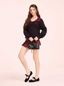 CUCCOO DOLLMOD 女士黑色绒面革蝴蝶结玛丽珍鞋，甜美温柔优雅，通勤百搭。 - 黑色 - 查看 6