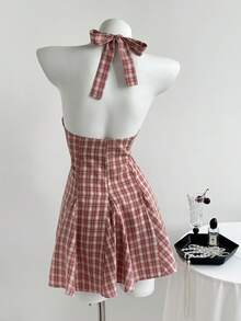 Elamini Women's Summer Dress - Casual Holiday Outfit, Sexy Halter Neck With Back Tie-Waist Design For Valentine's Day Party - Multicolor - View 2