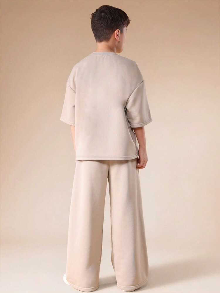 Stone Oversized T-Shirt And Wide Leg Sweatpants Set