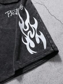 PAVTROSMen's Fun Pattern Crew Neck T-Shirt With Snowflake Wash, Large Pockets, Flame Print Suit,Valentine's Day,Spring To Summer,Gift For My Boyfriend,Mardi Gras,Vintage,Streetwear,Party,St Patrick's Day,Going Out - Black and White - View 8