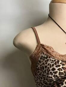 Lalippa 女士豹纹撞色蕾丝吊带背心 - 彩色 - 查看 3