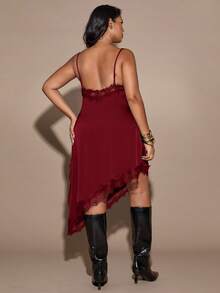 SHEIN BAE 大码宽松方肩修身半身裙垂褶环扣细节T恤裙街头风可爱优雅休闲性感秋季外出太妃糖色鸡尾酒裙，适合圣诞节、情人节、感恩节等场合，优雅连衣裙，棕色连衣裙 - 酒紅色 - 查看 2