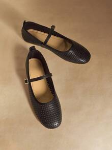 Rosivie Women's Casual Buckle Design Slip-On Loafers - Black - View 3