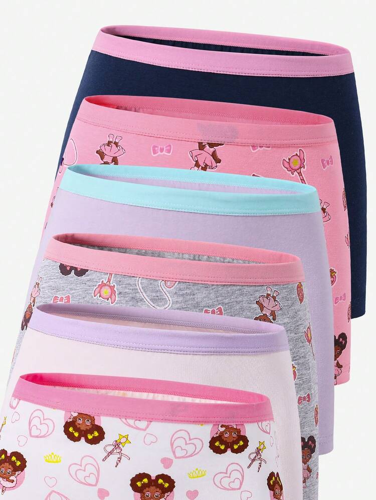 8pcs/Set Girls' Cute Cartoon Princess Cotton Briefs, Assorted Colors & Prints - Multicolor - View 8