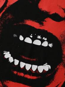 Anime 男士复古街头剪影热成像人物印花短袖T恤，夏季款 - 黑色 - 查看 6