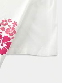 Manfinity Chillmode Front Button Floral Pattern Loose Casual Summer Short Sleeve Shirt - Multicolor - View 5