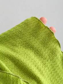 Sweetra Y2K性感不对称肩部度假风褶皱雪纺连衣裙 - 綠色 - 查看 3