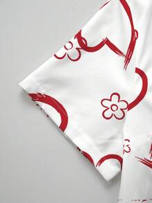 PopScrub Heart & Floral Print Color Block V-Neck Short Sleeve Women's /Nursing Uniform Top, Spring/Summer, Scrub Tops For Women, Heart Shirt Nurse Scrubs - Multicolor - View 5