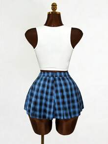 BamGleam 女士撞色格纹简约休闲半身裙 - 彩色 - 查看 7