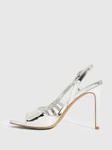 CUCCOO SZL Women's New Silver Pointed Toe Strappy High Heel Sandals, Sexy & Versatile Hollow Out Design, Suitable For Daily Wear, Parties, Weddings, And Gatherings - Silver - View 4