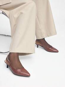 Mnmlis Women's Pointed Toe Buckle Design Everyday Versatile Fashion High Heels - Brown - View 7