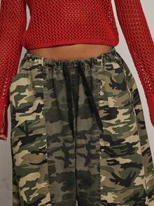 COUREZ 低腰宽松灯笼裤，拼接迷彩面料/Y2K春季女装街头风外出穿搭休闲夏季穿搭外出裤音乐节穿搭夏季裤装 - 彩色 - 查看 7