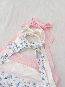 SHEIN Teen Girl 3 PiecesRuffle Casual Halter Neck Camisole Set - Multicolor - View 4