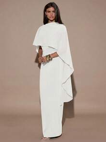 SHEIN BAE Women's Solid Color Fashionable Design Fitted Elegant Summer Dress - White - View 6