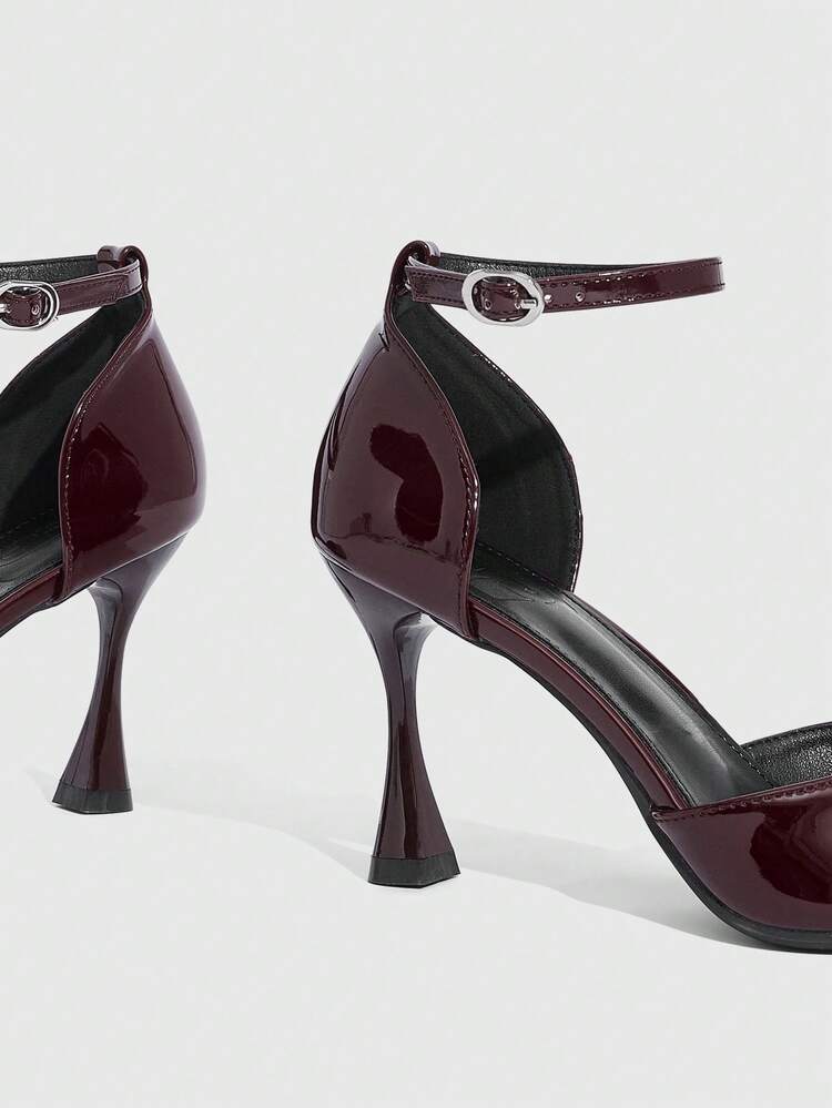 CUCCOO SZL Women's High-Heeled Shoes Autumn New Pointed Women's Formal Shoes Wine Glass Heel Elegant Stiletto High Heels With Mirror PU Material 9.5cm Sexy Burgundy High Heels Versatile Comfortable Casual Suitable For Daily/Party/Christmas Thanksgiving Valentine's Day Dating/Party/Women's Shoes