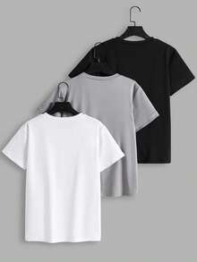 SHEIN Bộ 3 áo thun cổ tròn in hình đơn giản, phong cách thường ngày dành cho bé trai, 3 màu để lựa chọn, chất liệu thoải mái, phù hợp cho nhiều mùa. - Nhiều màu - Xem 2