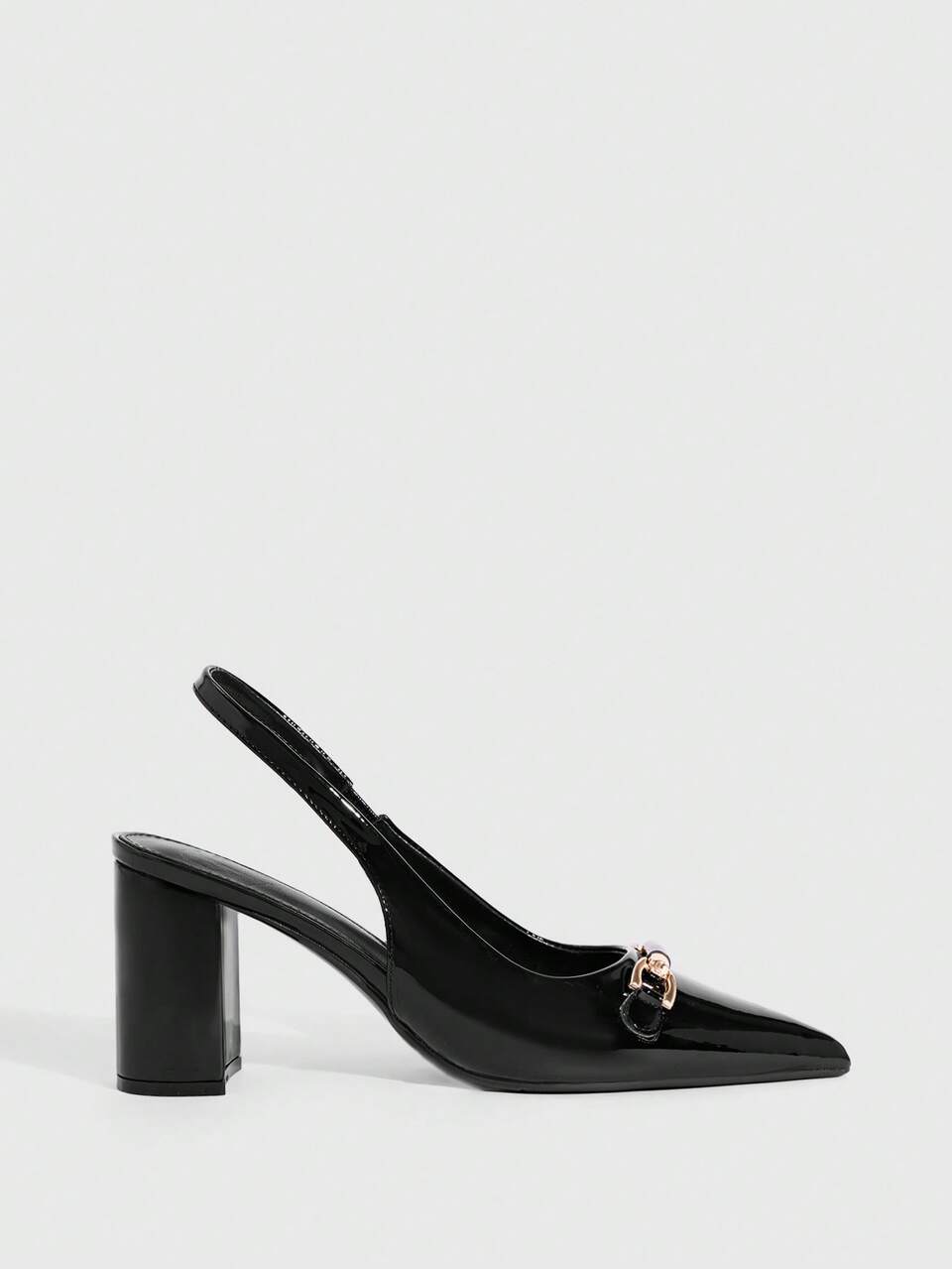 CUCCOO SZL Women's Pointed Toe Thick Heel High Heels, Metal Buckle Design, Solid Color, Sexy Elegant Stylish Pumps, Suitable For Commuting, Dating, Afternoon Tea, Party, Evening, Daily Wear