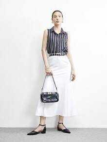 CUCCOO BIZCHIC 女士夏季新款镂空简约优雅粗跟百搭舒适绑带软皮中跟尖头户外凉鞋 - 黑色 - 查看 6