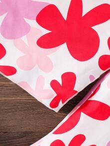 SHEIN Babygirl 2pcs Set, Fashionable Heart Knitted Halter Top And Flare Pants - Multicolor - View 6