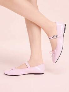 CUCCOO DOLLMOD Round Toe Comfortable Pink Bow Fashionable And Elegant Women's Flat Shoes Spring Shoes Spring Break Easter - girl powder - View 5