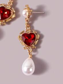 LOTSLUV Heart Charm Drop Earrings Valentines,Mom,Mother,Mother's Day,Gift - Multicolor - View 2