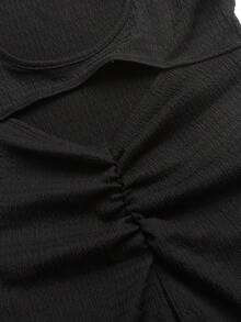 SHEIN Tween Girls' Summer Casual Solid Color Backless Sleeveless Jumpsuit Girl Gym Clothes Teen Girl Clothes Y2k Mother Daughter Matching Jumpsuit Jumpsuit Girls - Black - View 5